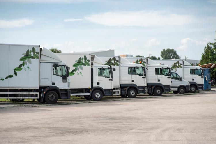 Greenpro dobozos tehergépkocsi flotta felsorakozva